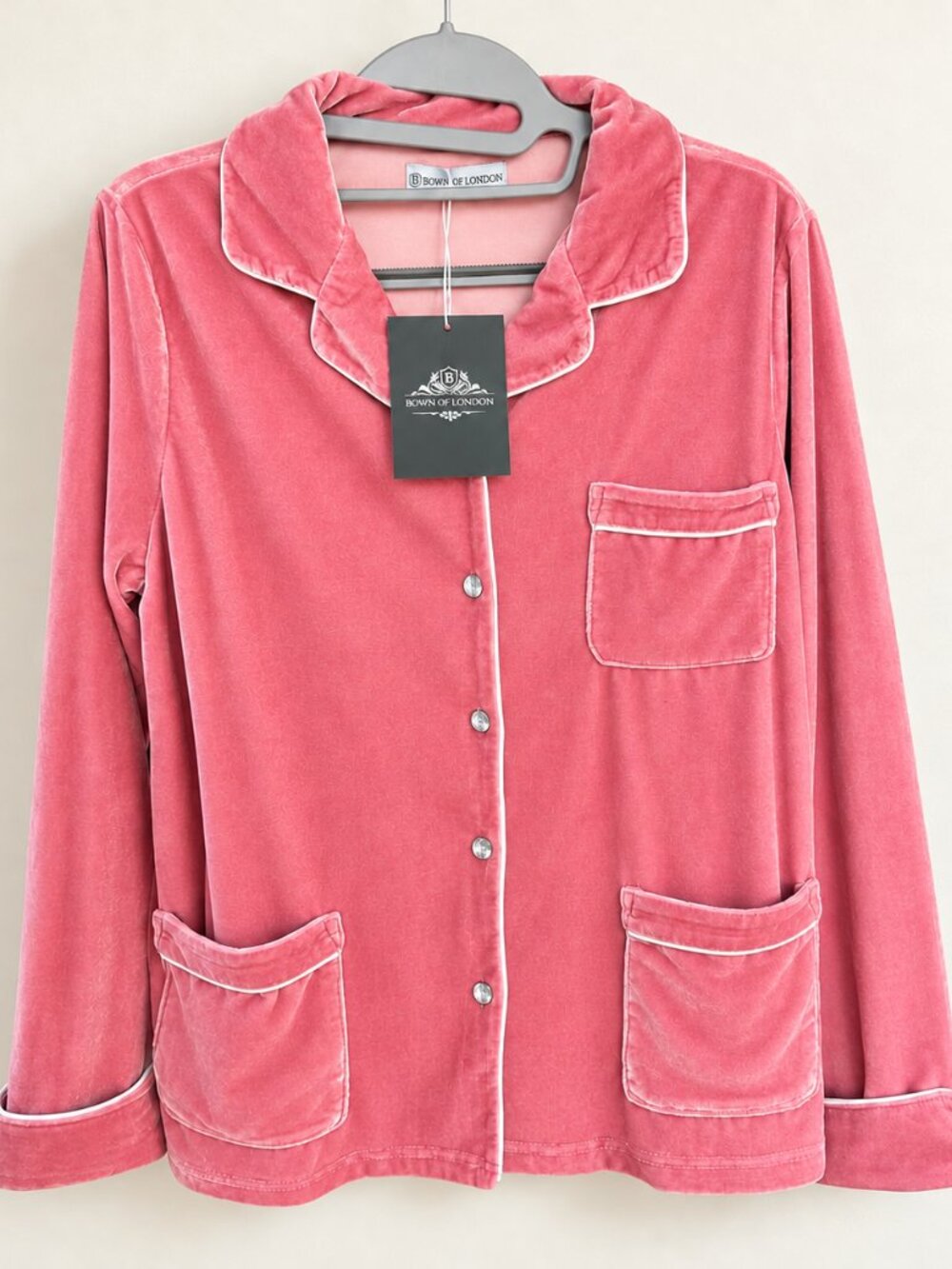 Bown of London Athena Pink Velvet Pajama Set NWT Size S
